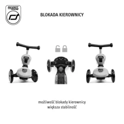 Highwaykick1 Push and Go 2w1 Jeździk i hulajnoga z rączką do prowadzenia 1-5 lat Steel