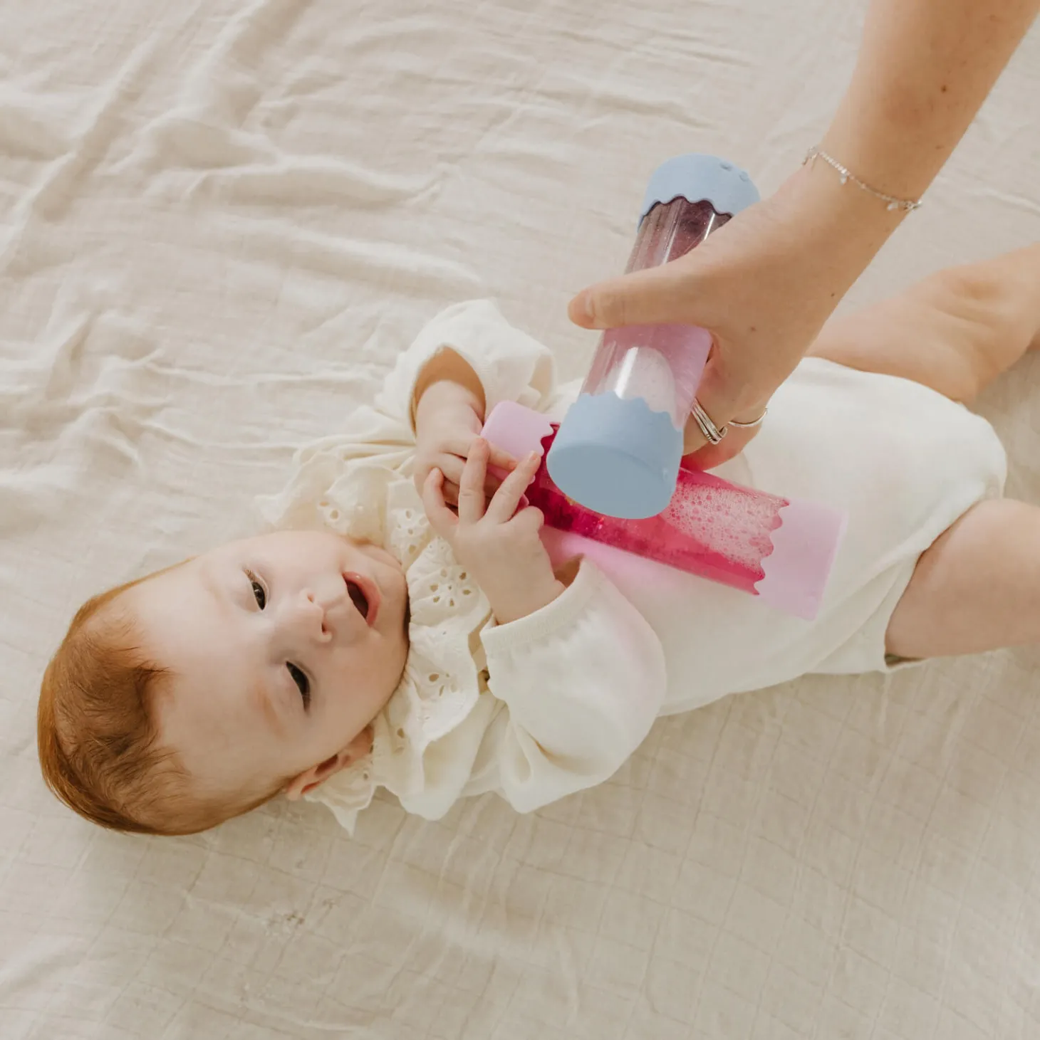 Sensoryczna butelka dla niemowląt SOFT PINK